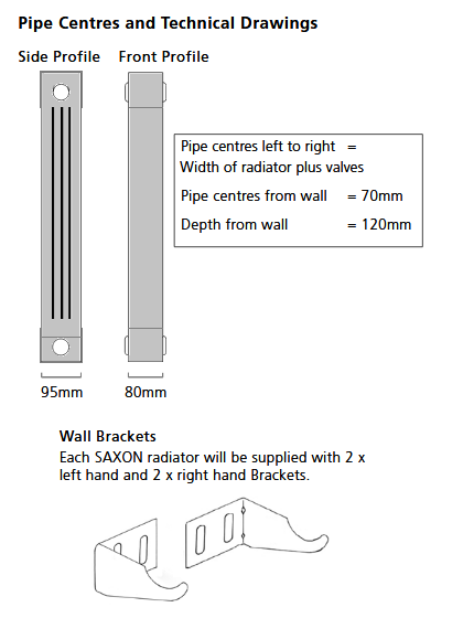 Saxon Vertical Aluminium Radiator - 1446 x 260mm